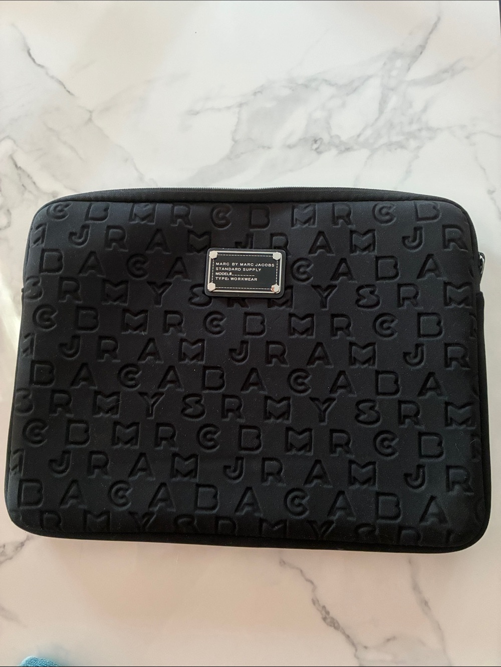 Marc By Marc Jacobs Black Embossed Logo Laptop Sleeve